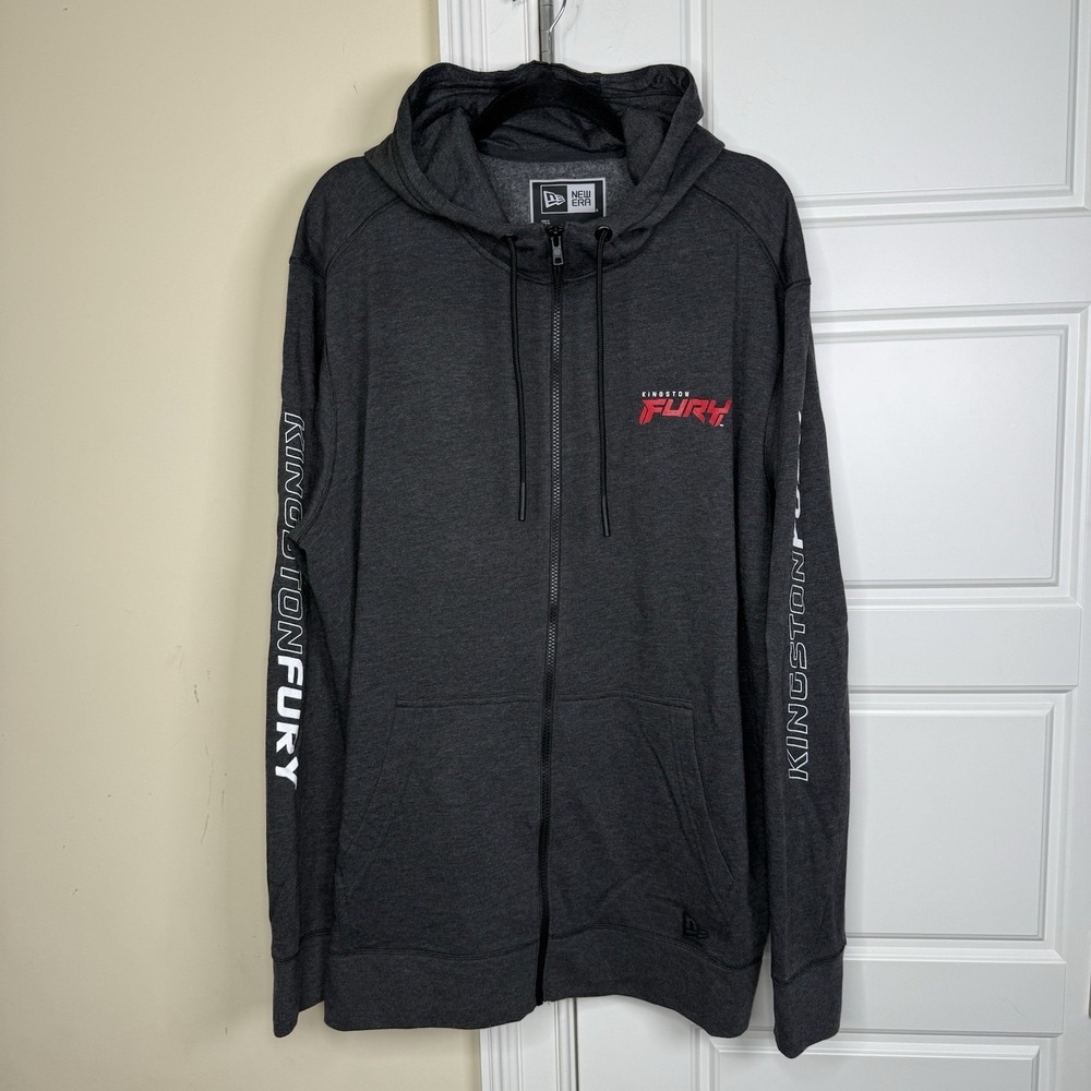 Kingston Fury Ram Full Zip Hoodie Sweatshirt Mens XXL Grey New Era Promo Gaming